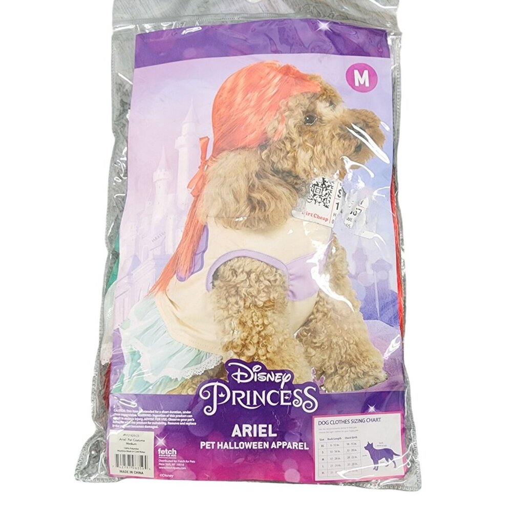 NEW NIP Fetch Disney Princess Ariel Halloween Dog Costume The Little Mermaid Med